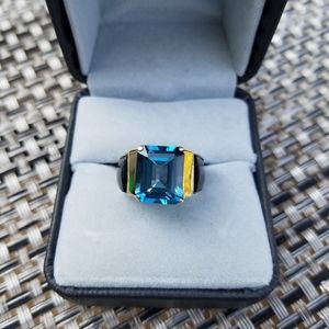Dazzling Blue and Gold Gemstone Ring